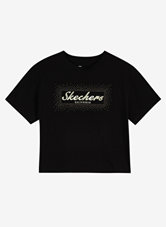 Skechers Bisiklet Yaka Normal Kalıp Düz Siyah Kadın T-Shirt - S221460-001 Shiny Logo