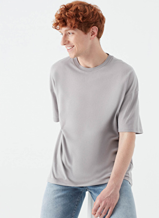 Mavi M066902-34154 Bisiklet Yaka Oversized Düz Gri Erkek T-Shirt