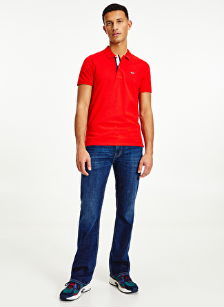 Tommy Jeans Slim Fit Düz Kırmızı Erkek Polo T-Shirt - DM0DM12219-XNL _Tjm Solid Stretch