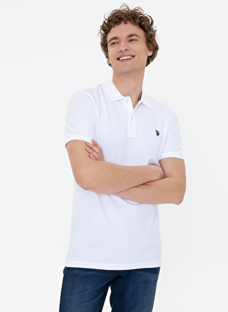 U.S. Polo Assn. Polo Yaka Slim Fit Beyaz Erkek T-Shirt - GTP04IY022