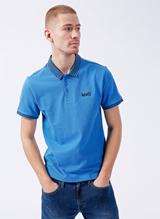 Levi's Düz Mavi Erkek Polo T-Shirt A1383-0041 SMU POLO VALLARTA BLUE