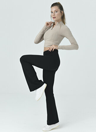 Comm-Ci Düz Siyah Kadın Pamuklu Yoga Pantolonu - Lark 1071_2