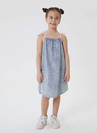 Lee Cooper 222 Lcg 144002 Ester Denım Mavi O Yaka Normal Kalıp Kız Çocuk Elbise