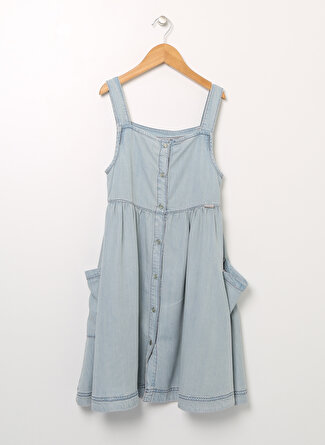 Lee Cooper Düz Mavi Kız Çocuk Elbise 222 LCG 144001 TINKERBELL DENIM