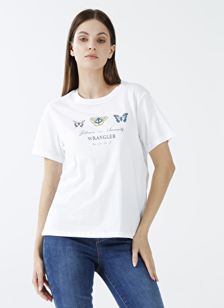 Wrangler Bisiklet Yaka Beyaz Kadın T-Shirt W221079102