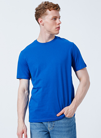 Lee L221069403 Bisiklet Yaka Regular Fit Saks Erkek T-Shirt