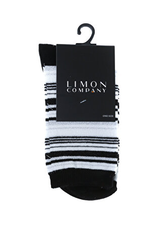 Limon Siyah - Beyaz Kadın Soket Çorap LMNSCK6011