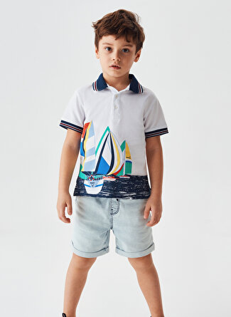 Nebbati Düz Beyaz Erkek Çocuk Polo T-Shirt 22SS1NB3550