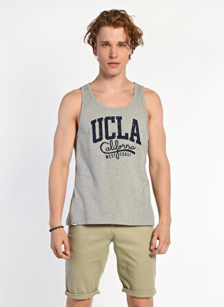 UCLA Bisiklet Yaka Gri Erkek T-Shirt PEBLE