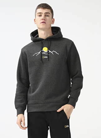 National Geographic Antrasit Melanj Kapüşonlu Erkek Sweatshirt STROKE