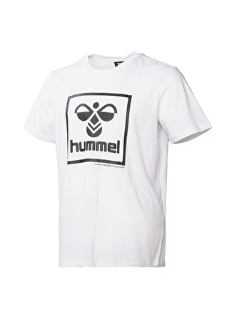 Hummel Beyaz Erkek Bisiklet Yaka Baskılı T-Shirt 911558-9001 Hmlt-ISAM