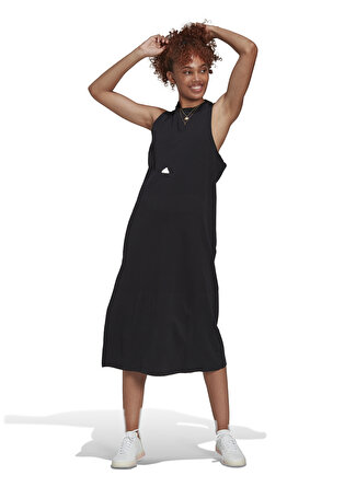 Adidas Düz Siyah - Beyaz Kadın Elbise HG4378 W NEW RCRBK DRS