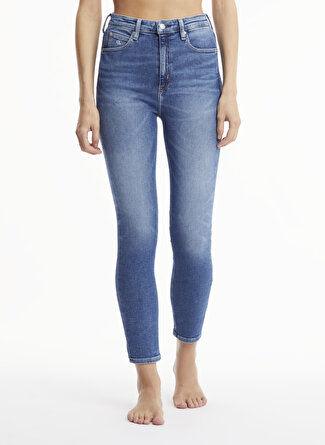 Calvin Klein Yüksek Bel Dar Paça Skinny Fit Koyu Mavi Kadın Denim Pantolon J20J2193111A4