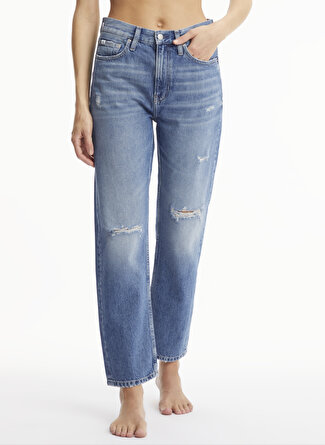 Calvin Klein Yüksek Bel Straight Mavi Kadın Denim Pantolon J20J2193301BJ