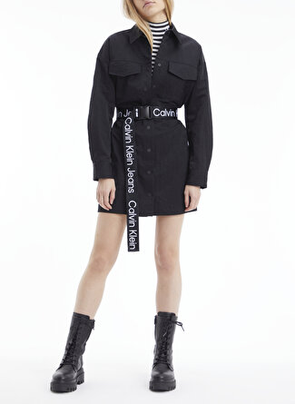 Calvin Klein Gömlek Yaka Mini Siyah Kadın Elbise J20J220120BEH