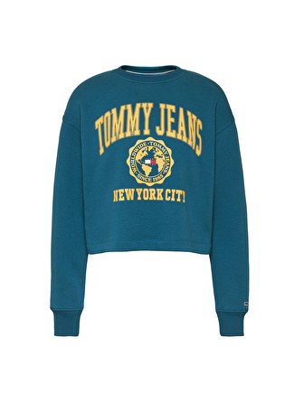 Tommy Jeans Bisiklet Yaka Mavi Kadın Sweatshırt DW0DW13834CWJ