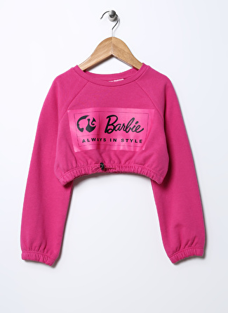 Barbie Baskılı Kız Çocuk Pembe Sweatshırt 22BW-13