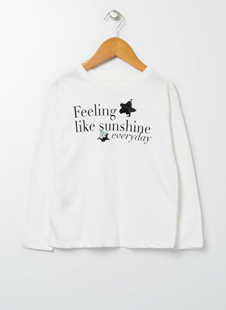 Limon Baskılı Ekru Kız Çocuk T-Shirt FEELING GIRL