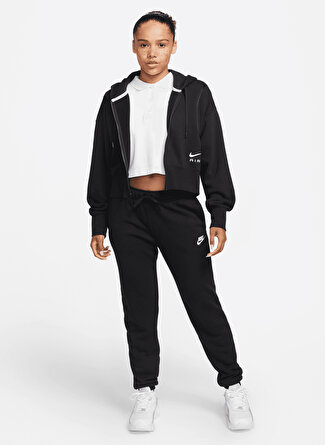 Nike Normal Siyah - Gri - Gümüş Kadın Eşofman Altı DQ5191 010 W NSW CLUB FLC MR PANT S
