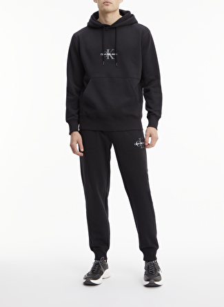 Calvin Klein Jeans Siyah Erkek Kapüşonlu Baskılı Sweatshirt J30J320836-BEH_MONOGRAM LOGO HOODIE