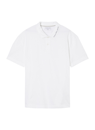 Calvin Klein Düz Beyaz Erkek Polo T-Shirt J30J320888-YAF_INSTITUTIONAL COLLAR