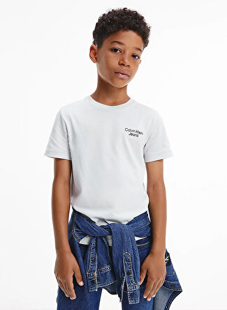 Calvin Klein Düz Beyaz Erkek Çocuk T-Shirt IB0IB01319