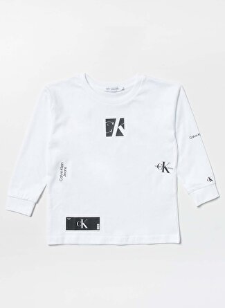 Calvin Klein Düz Beyaz Erkek Çocuk T-Shirt IB0IB01343