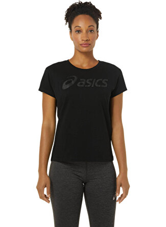 Asics Bisiklet Yaka Siyah Kadın T-Shirt 2032C411-503 ASICS BIG LOGO TEE III