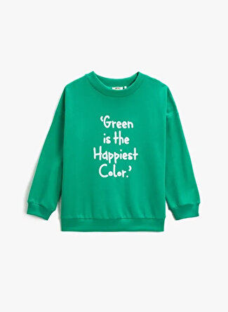 Koton Baskılı Kız Çocuk Yeşil Sweatshırt 3WKG10161AK