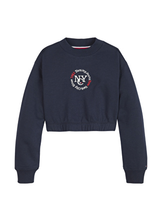 Tommy Hilfiger Düz Kız Çocuk Mavi Sweatshırt TIMELESS TOMMY SWEATSHIRT