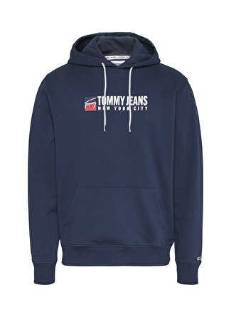 Tommy Jeans Kapüşon Yaka Lacivert Erkek Sweatshırt DM0DM13878-C87_TJM ENTRY ATHLETICS