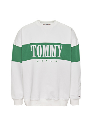 Tommy Jeans Bisiklet Yaka Beyaz Erkek Sweatshırt DM0DM15026-YBR_TJM REG AUTHENTIC BL