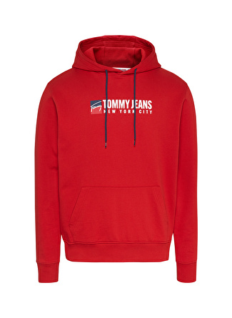 Tommy Jeans Kapüşon Yaka Kırmızı Erkek Sweatshırt DM0DM13878-XNL_TJM ENTRY ATHLETICS