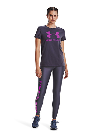 Under Armour Gümüş Kadın Düz T-Shirt 1356305 Live Sportstyle Graphic SS