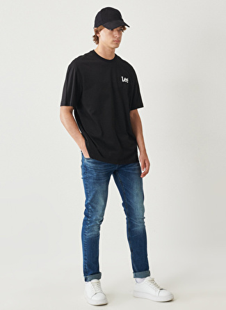 Lee Bisiklet Yaka Siyah Erkek T-Shirt L222621 Logo Bisiklet Yaka Tee