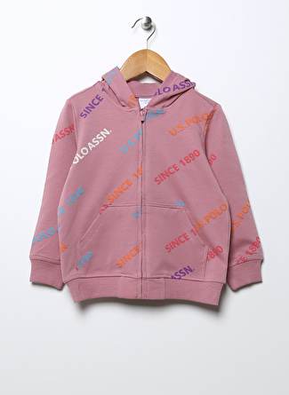 U.S. Polo Assn. Pembe Kız Çocuk Bisiklet Yaka Baskılı Sweatshirt ESILA