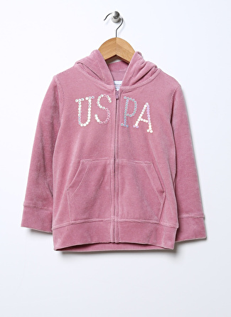 U.S. Polo Assn. Düz Kız Çocuk Pembe Sweatshırt ERAFI