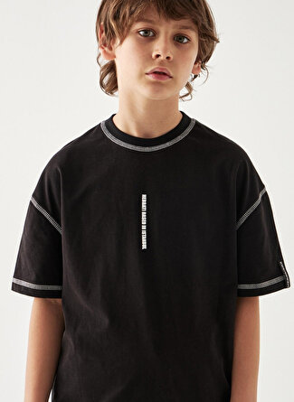 Nebbati Baskılı Siyah Erkek Çocuk T-Shirt 22PFWNB3582