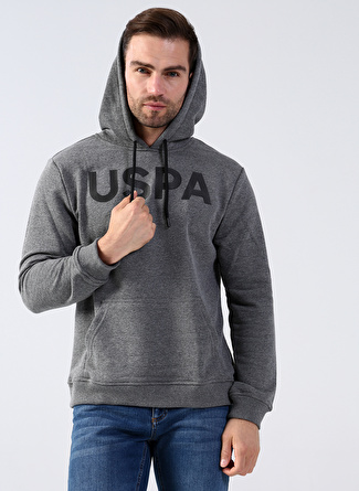 U.S. Polo Assn. Kapüşon Yaka Gri Erkek Sweatshırt GUYSK022