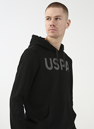 U.S. Polo Assn. Kapüşon Yaka Siyah Erkek Sweatshırt GUYSK022