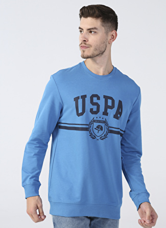 U.S. Polo Assn. Bisiklet Yaka Mavi Erkek Sweatshırt LACOM