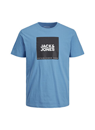 Jack & Jones Baskılı Mavi Erkek Çocuk T-Shirt JJLOCK TEE SS CREW NECK JNR