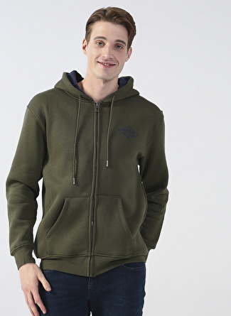 Lee Cooper Kapüşonlu Regular Fit Baskılı Haki Erkek Şardonlu Sweatshirt 231 LCM 241023 PAULS