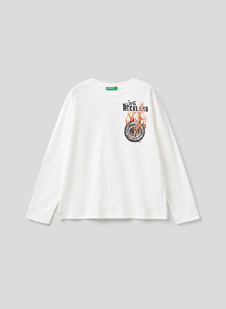 Benetton Krem Erkek Çocuk T-Shirt 3VR5C106E 074
