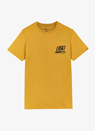 Skechers Yuvarlak Yaka Desenli Sarı Erkek T-Shirt M Chest Logo T-Shirt