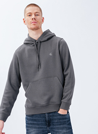 Calvin Klein Bisiklet Yaka Gri Erkek Sweatshırt J30J321899PRCLOGO TAPE HOODIE