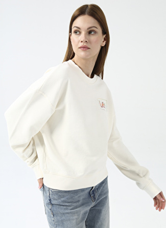 Lee Bisiklet Yakaloose Fit Ekru Kadın Şardonlu Sweatshirt L53LEIN