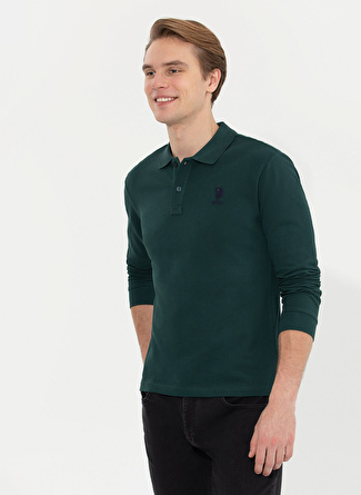 U.S. Polo Assn. Polo Yaka Yeşil Erkek Sweatshırt TP01SK022