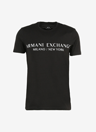 Armani Exchange Bisiklet Yaka Baskılı Siyah Erkek T-Shirt 8NZT72 1200-BLACK