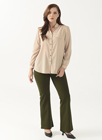Selen Normal Bel Standart Yeşil Kadın Pantolon 22KSL5951